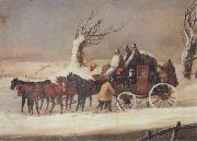 Henry Alken Jnr The Bath To London Royalmail Coach in the snow oil painting